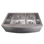 ZLINE 36" Courchevel Farmhouse Apron Mount Double Bowl Satin Stainless Steel Kitchen Sink with Bottom Grid, SA60D-36S