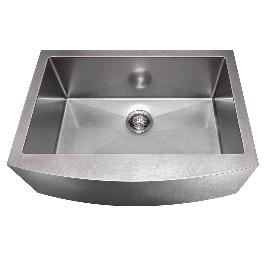 ZLINE 30" Zermatt Farmhouse Apron Mount Single Bowl Satin Stainless Steel Kitchen Sink with Bottom Grid, SAS-30S