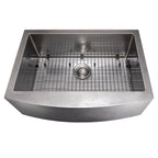 ZLINE 30" Zermatt Farmhouse Apron Mount Single Bowl Satin Stainless Steel Kitchen Sink with Bottom Grid, SAS-30S