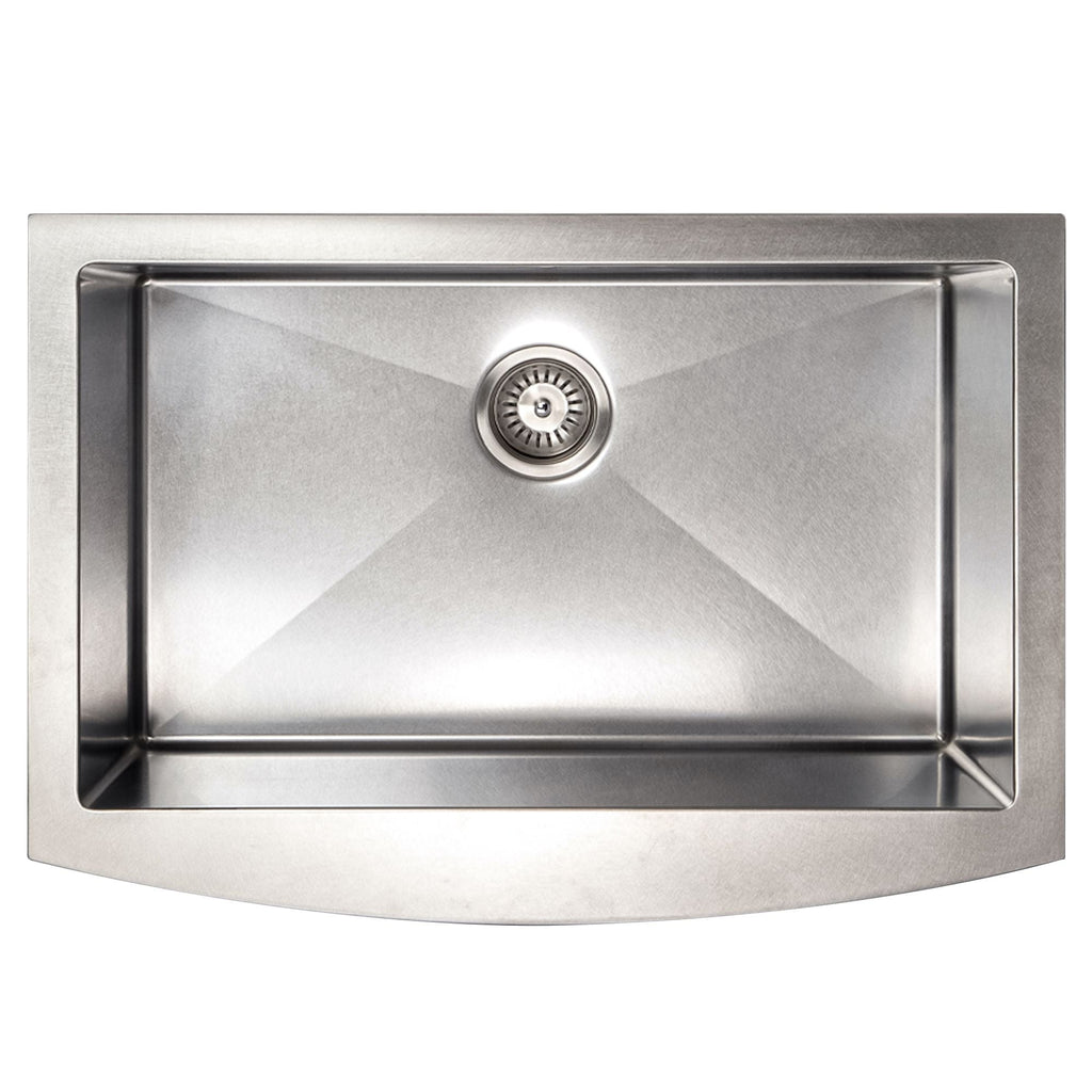 ZLINE 30" Zermatt Farmhouse Apron Mount Single Bowl Satin Stainless Steel Kitchen Sink with Bottom Grid, SAS-30S
