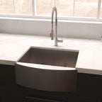 ZLINE 33" Vail Farmhouse Apron Mount Single Bowl Satin Stainless Steel Kitchen Sink with Bottom Grid, SAS-33S