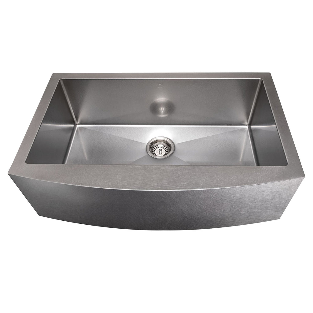 ZLINE 33" Vail Farmhouse Apron Mount Single Bowl Satin Stainless Steel Kitchen Sink with Bottom Grid, SAS-33S