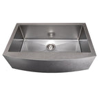 ZLINE 33" Vail Farmhouse Apron Mount Single Bowl Satin Stainless Steel Kitchen Sink with Bottom Grid, SAS-33S