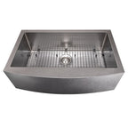 ZLINE 33" Vail Farmhouse Apron Mount Single Bowl Satin Stainless Steel Kitchen Sink with Bottom Grid, SAS-33S
