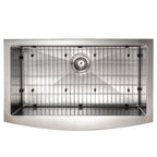 ZLINE 33" Vail Farmhouse Apron Mount Single Bowl Satin Stainless Steel Kitchen Sink with Bottom Grid, SAS-33S