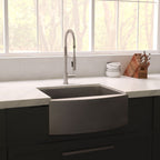 ZLINE 33" Vail Farmhouse Apron Mount Single Bowl Satin Stainless Steel Kitchen Sink with Bottom Grid, SAS-33S
