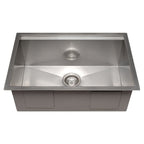 ZLINE 27" Garmisch Undermount Single Bowl Satin Stainless Steel Kitchen Sink with Bottom Grid and Accessories, SLS-27S