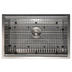 ZLINE 27" Garmisch Undermount Single Bowl Satin Stainless Steel Kitchen Sink with Bottom Grid and Accessories, SLS-27S