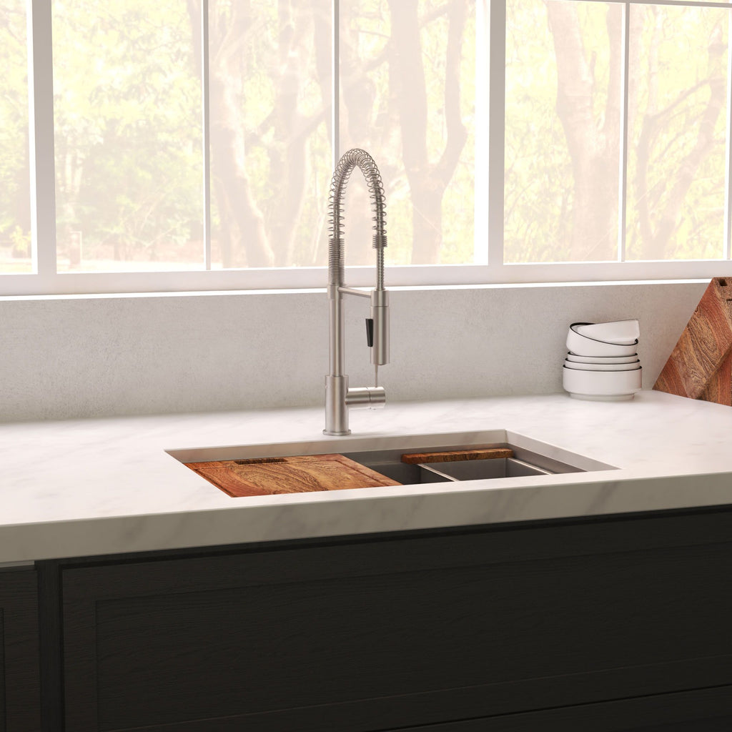 ZLINE 27" Garmisch Undermount Single Bowl Satin Stainless Steel Kitchen Sink with Bottom Grid and Accessories, SLS-27S