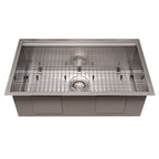 ZLINE 30" Garmisch Undermount Single Bowl Satin Stainless Steel Kitchen Sink with Bottom Grid and Accessories, SLS-30S