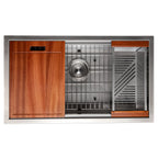 ZLINE 30" Garmisch Undermount Single Bowl Satin Stainless Steel Kitchen Sink with Bottom Grid and Accessories, SLS-30S