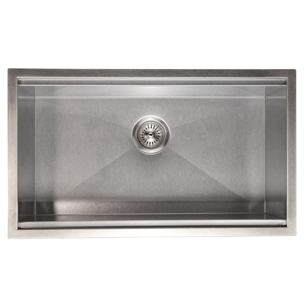 ZLINE 30" Garmisch Undermount Single Bowl Satin Stainless Steel Kitchen Sink with Bottom Grid and Accessories, SLS-30S