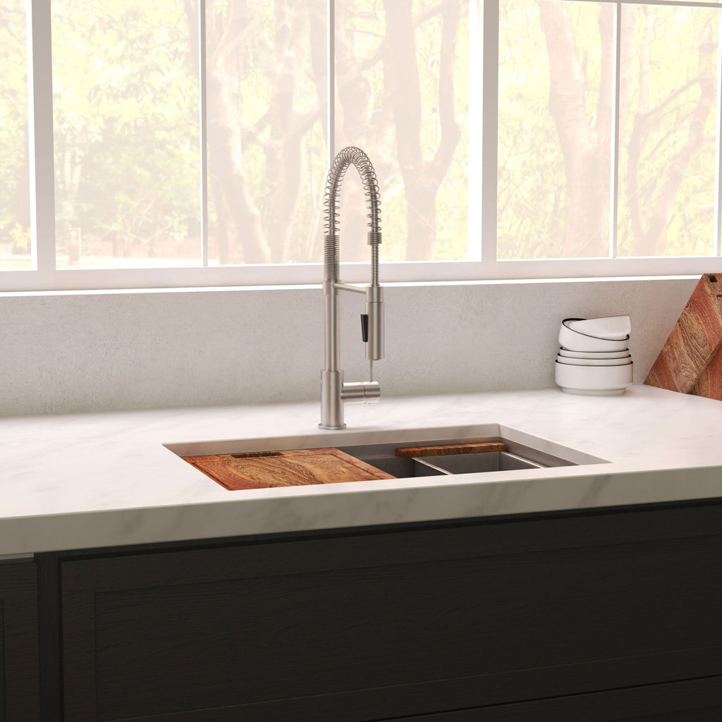 ZLINE 30" Garmisch Undermount Single Bowl Satin Stainless Steel Kitchen Sink with Bottom Grid and Accessories, SLS-30S