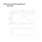 ZLINE 33" Garmisch Undermount Single Bowl Kitchen Sink with Bottom Grid and Accessories, SLS-33S