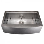 ZLINE 33" Moritz Farmhouse Apron Mount Single Bowl Satin Stainless Steel Kitchen Sink with Bottom Grid and Accessories, SLSAP-33S