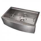 ZLINE 33" Moritz Farmhouse Apron Mount Single Bowl Satin Stainless Steel Kitchen Sink with Bottom Grid and Accessories, SLSAP-33S