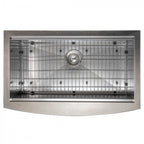 ZLINE 33" Moritz Farmhouse Apron Mount Single Bowl Satin Stainless Steel Kitchen Sink with Bottom Grid and Accessories, SLSAP-33S