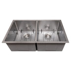 ZLINE 33" Anton Undermount Double Bowl Satin Stainless Steel Kitchen Sink with Bottom Grid, SR50D-33S