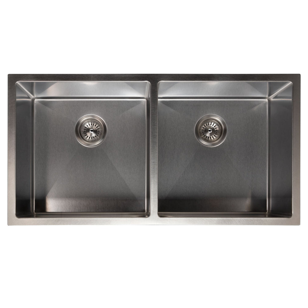 ZLINE 36" Anton Undermount Double Bowl Satin Stainless Steel Kitchen Sink with Bottom Grid, SR50D-36S