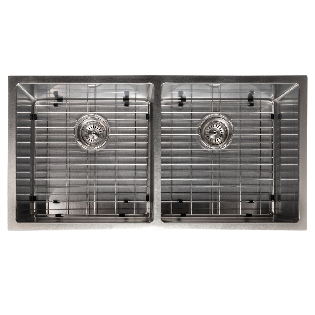 ZLINE 36" Anton Undermount Double Bowl Satin Stainless Steel Kitchen Sink with Bottom Grid, SR50D-36S