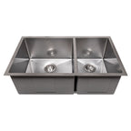 ZLINE 33" Chamonix Undermount Double Bowl Satin Stainless Steel Kitchen Sink with Bottom Grid, SR60D-33S
