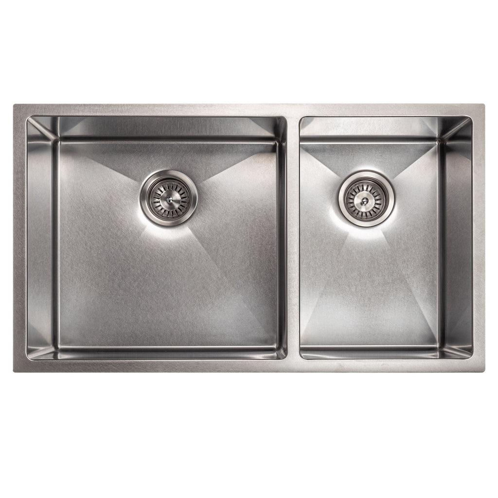 ZLINE 33" Chamonix Undermount Double Bowl Satin Stainless Steel Kitchen Sink with Bottom Grid, SR60D-33S