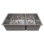 ZLINE 36" Chamonix Undermount Double Bowl Satin Stainless Steel Kitchen Sink with Bottom Grid, SR60D-36S
