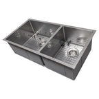 ZLINE 36" Chamonix Undermount Double Bowl Satin Stainless Steel Kitchen Sink with Bottom Grid, SR60D-36S
