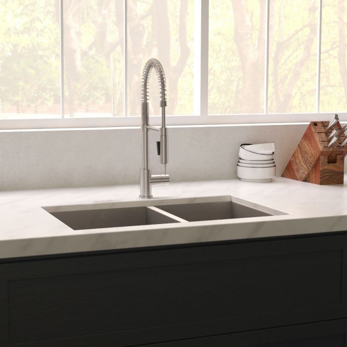 ZLINE 36" Chamonix Undermount Double Bowl Satin Stainless Steel Kitchen Sink with Bottom Grid, SR60D-36S