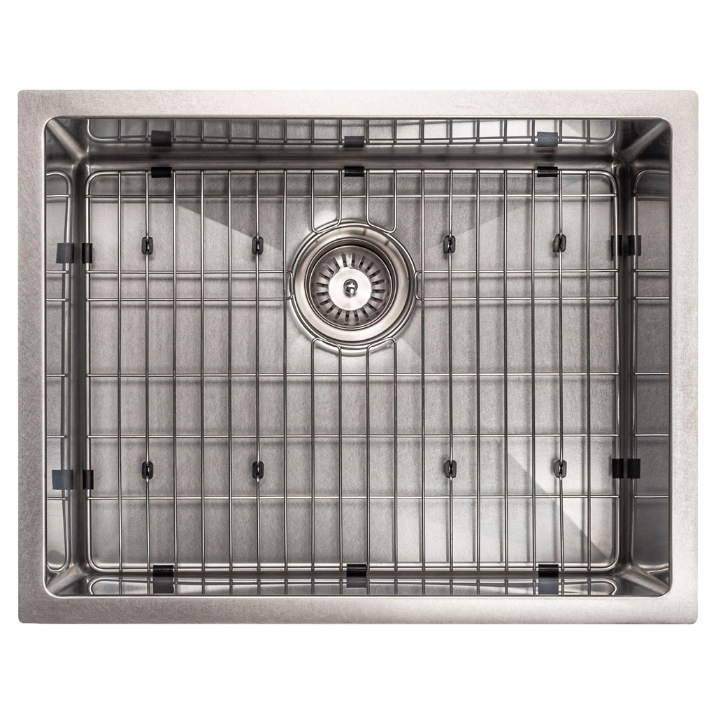 ZLINE 23" Meribel Undermount Single Bowl Satin Stainless Steel Kitchen Sink with Bottom Grid, SRS-23S