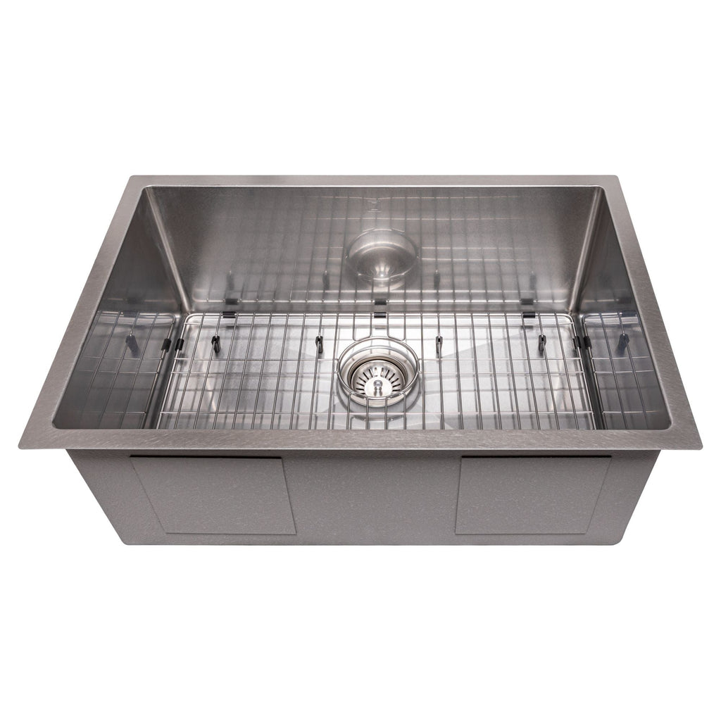 ZLINE 27" Meribel Undermount Single Bowl Satin Stainless Steel Kitchen Sink with Bottom Grid, SRS-27S
