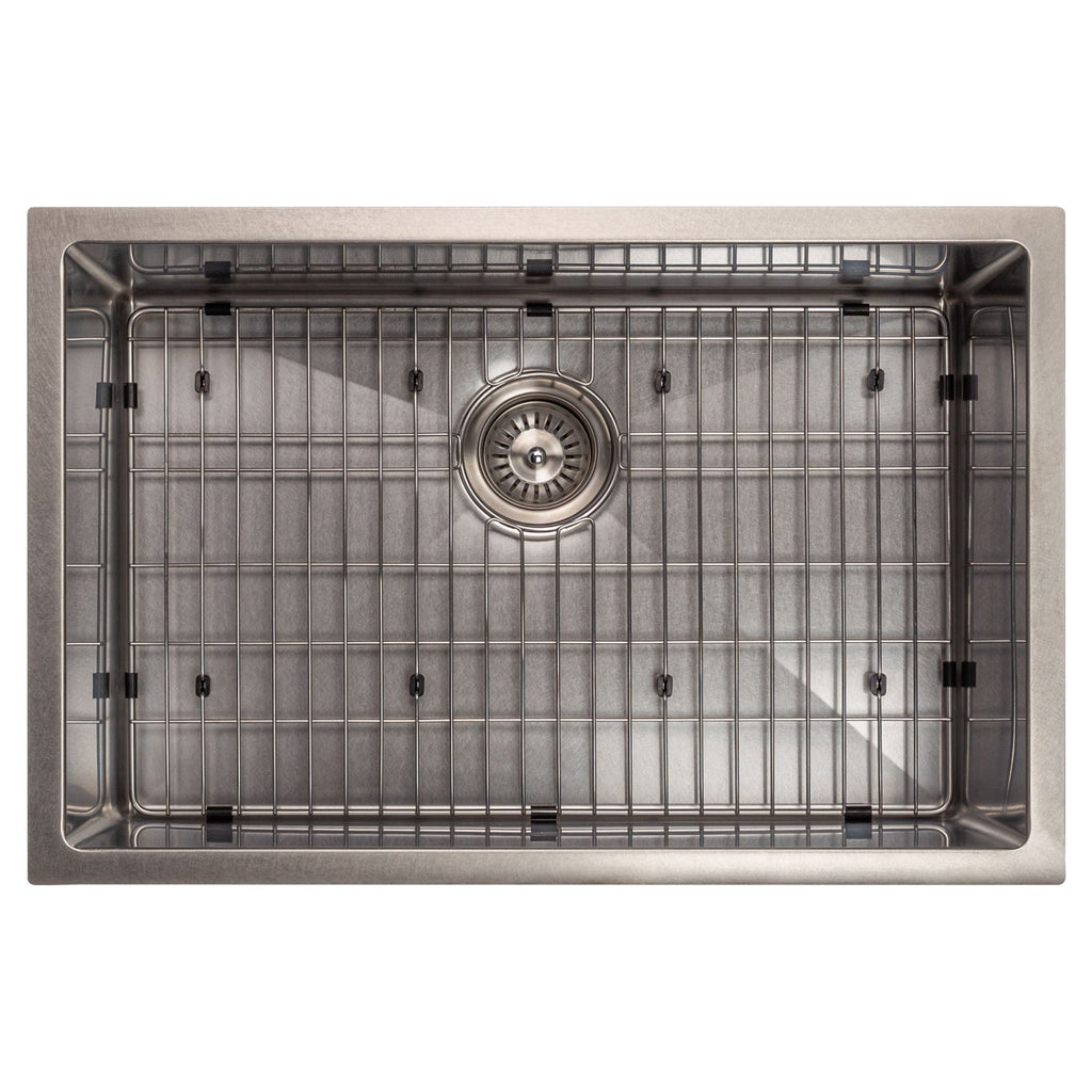 ZLINE 27" Meribel Undermount Single Bowl Satin Stainless Steel Kitchen Sink with Bottom Grid, SRS-27S