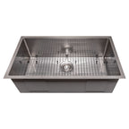 ZLINE 33" Meribel Undermount Single Bowl Satin Stainless Steel Kitchen Sink with Bottom Grid, SRS-33S