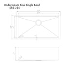 ZLINE 33" Meribel Undermount Single Bowl Satin Stainless Steel Kitchen Sink with Bottom Grid, SRS-33S