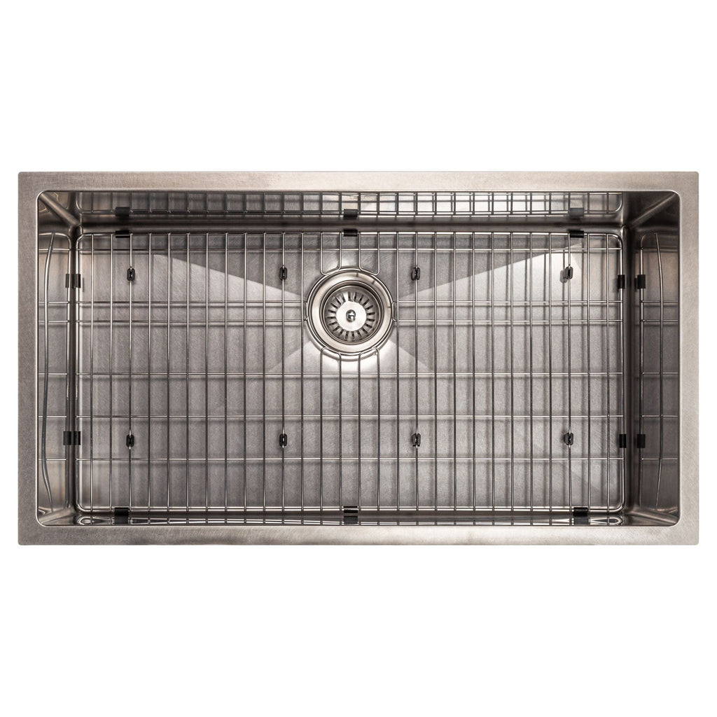 ZLINE 33" Meribel Undermount Single Bowl Satin Stainless Steel Kitchen Sink with Bottom Grid, SRS-33S