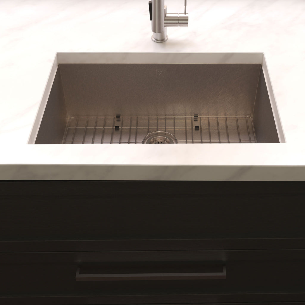 ZLINE 33" Meribel Undermount Single Bowl Satin Stainless Steel Kitchen Sink with Bottom Grid, SRS-33S