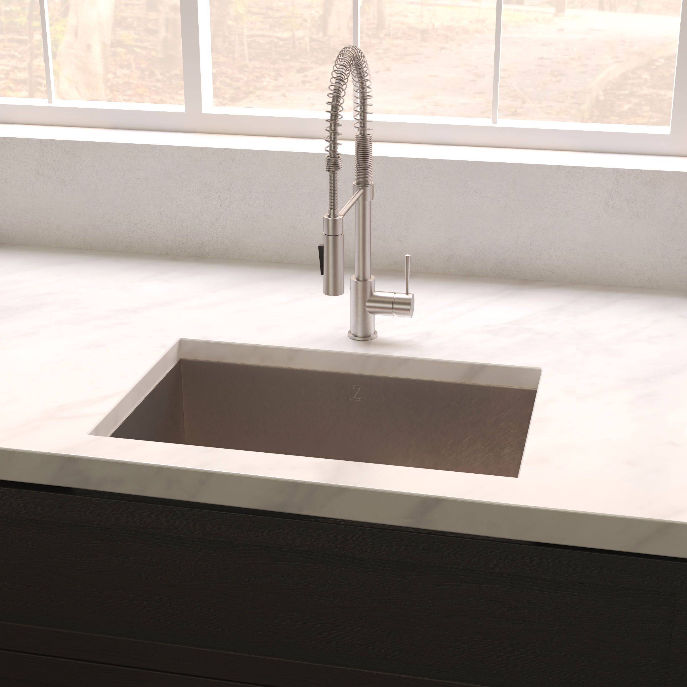 ZLINE 36" Meribel Undermount Single Bowl Satin Stainless Steel Kitchen Sink with Bottom Grid, SRS-36S