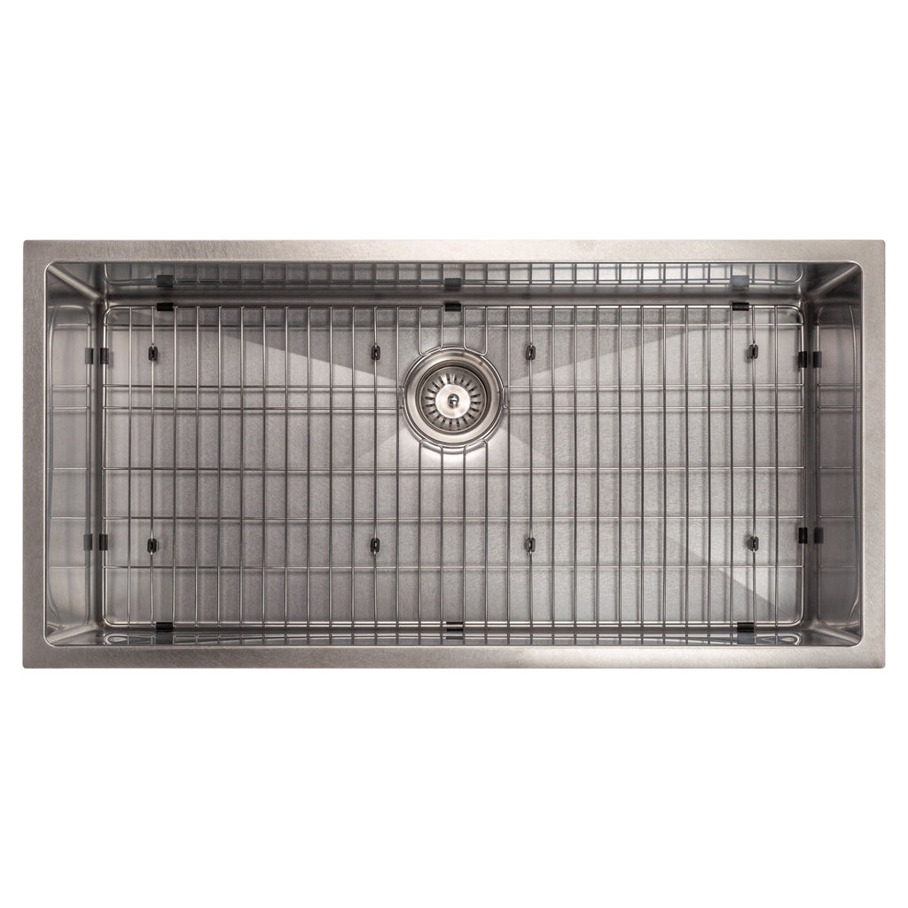 ZLINE 36" Meribel Undermount Single Bowl Satin Stainless Steel Kitchen Sink with Bottom Grid, SRS-36S