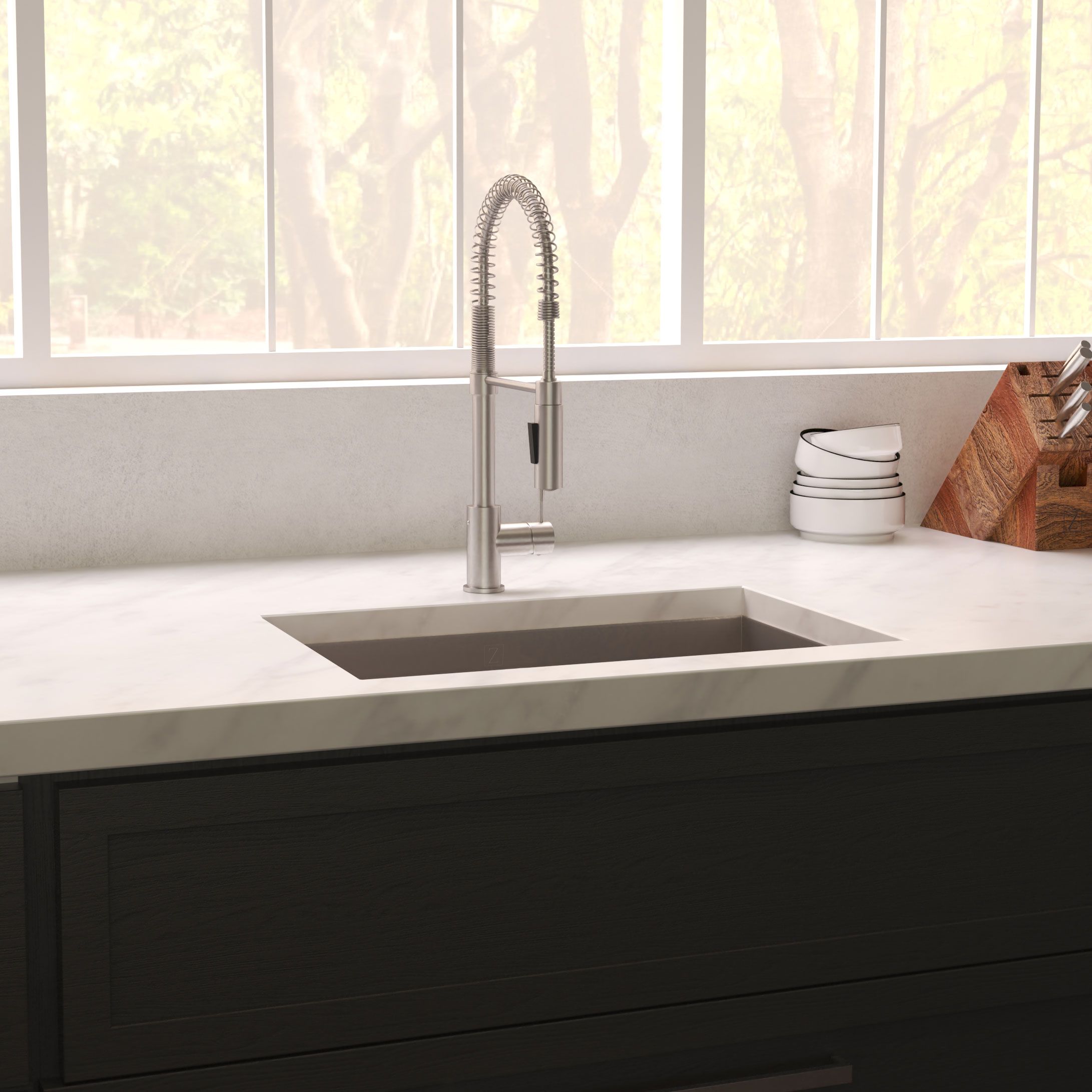 ZLINE 36" Meribel Undermount Single Bowl Satin Stainless Steel Kitchen Sink with Bottom Grid, SRS-36S
