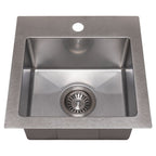 ZLINE 15" Donner Topmount Single Bowl Satin Stainless Steel Bar Kitchen Sink, STS-15S