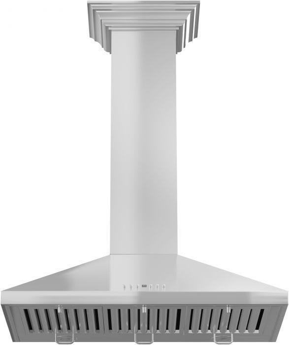 ZLINE 48" Wall Mount Range Hood Convertible Vent Stainless Steel with Crown Molding (KL2CRN-48)