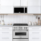 ZLINE 30" 1.5 cu. ft. Over the Range Microwave in Stainless Steel with Modern Handle And Set of 2 Charcoal Filters, MWO-OTRCF-30