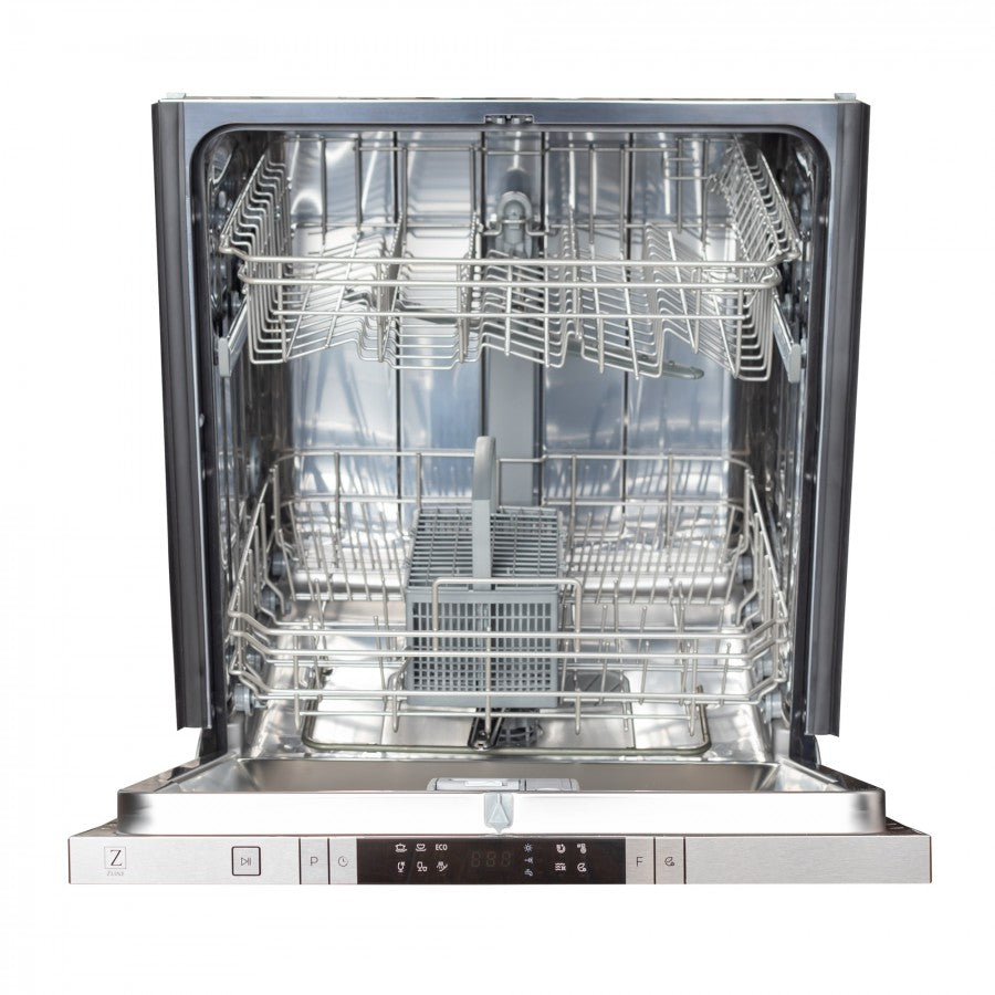 ZLINE 24" Top Control Built-In Dishwasher with Satin Stainless Steel Panel and Stainless Steel Tub with Modern Style Handle, 52dBa, DW-SN-24