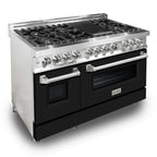 ZLINE 48-Inch Professional Gas Range with Electric Oven, 7 Burners, 6.0 cu. ft., Stainless Steel with Matte Black Accents (Model RA-BLM-48)