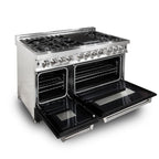 ZLINE 48-Inch Professional Gas Range with Electric Oven, 7 Burners, 6.0 cu. ft., Stainless Steel with Matte Black Accents (Model RA-BLM-48)