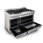 ZLINE Legacy 48-Inch Dual Fuel Range, 7-Burner Gas Cooktop, 6.0 cu. ft. Double Electric Ovens, Stainless Steel with Satin Stainless Doors (RA-SN-48)