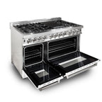 ZLINE 48 in. 6.0 cu. ft. Professional Dual Fuel Range with Gas Cooktop and Electric Convection Oven in Stainless Steel with White Matte Door (RA-WM-48)
