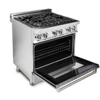 ZLINE 30-Inch 4.0 Cu. Ft. Legacy Dual Fuel Range with 4-Burner Gas Cooktop and Electric Convection Oven in Stainless Steel with Satin Stainless Steel Door, Model RA-SN-30