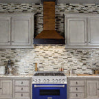 ZLINE 36 in. Dual Fuel Range with 6 Gas Burners and Electric Convection Oven in Stainless Steel with Blue Gloss Door (RA-BG-36)