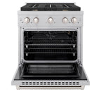 ZLINE 30-Inch Paramount Gas Range with Convection Gas Oven, 4 Brass Burners, 4.2 cu. ft., Satin Stainless Steel (SGRS-BR-30)